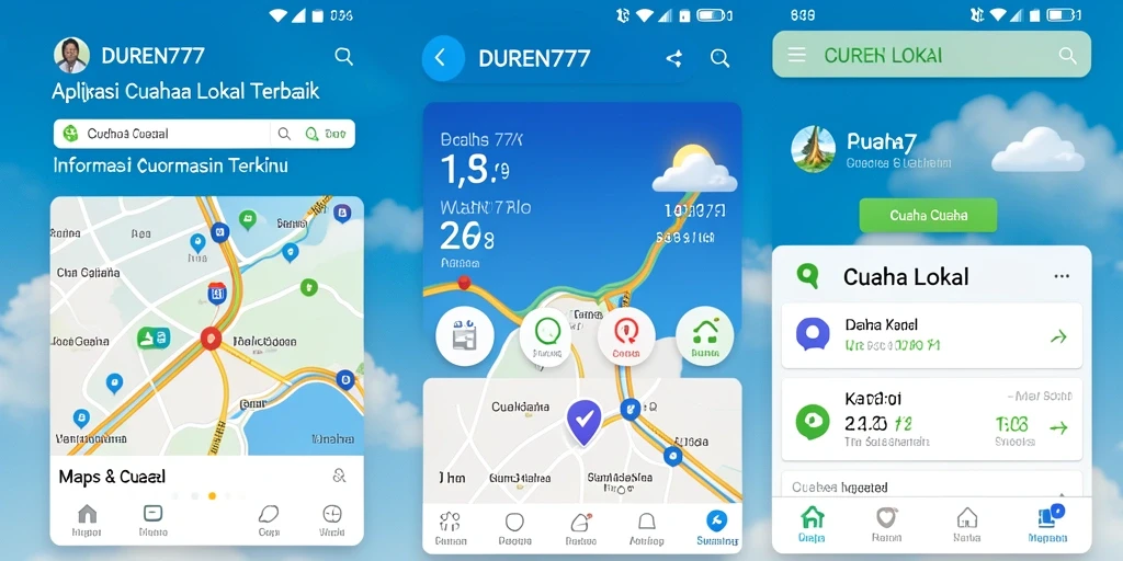 Antarmuka aplikasi DUREN777 menampilkan informasi cuaca lokal yang jelas dan informatif.