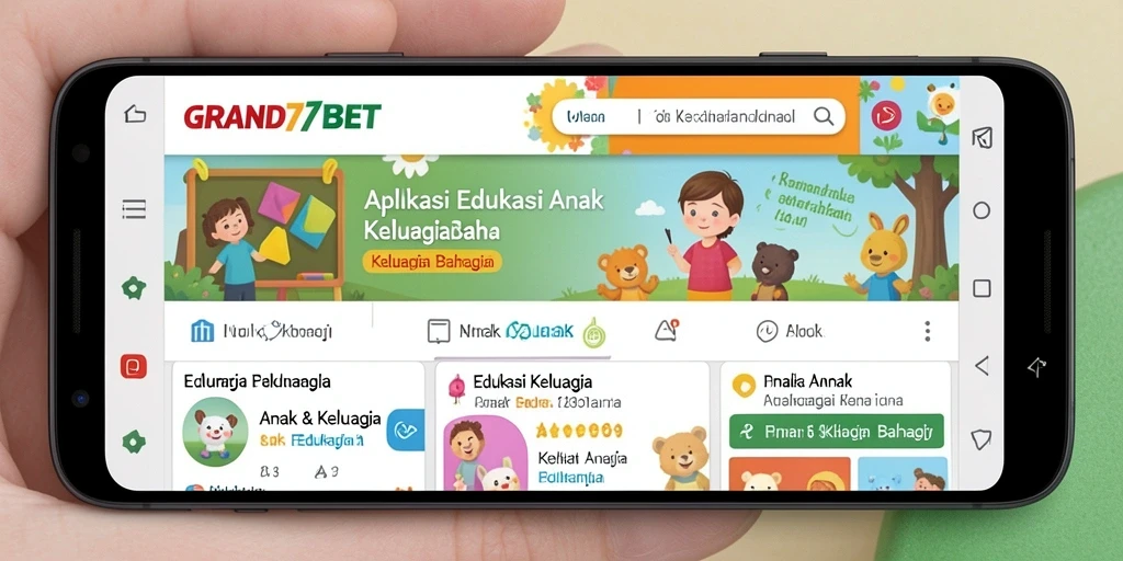 Antarmuka interaktif aplikasi Edukasi Anak GRAND77BET.