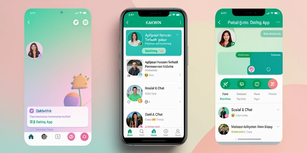 Antarmuka menarik dan fitur interaktif KAKWIN untuk kencan online.