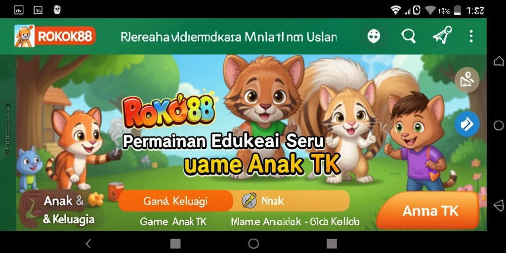Tampilan antarmuka ROKOK88 yang ceria dan edukatif.