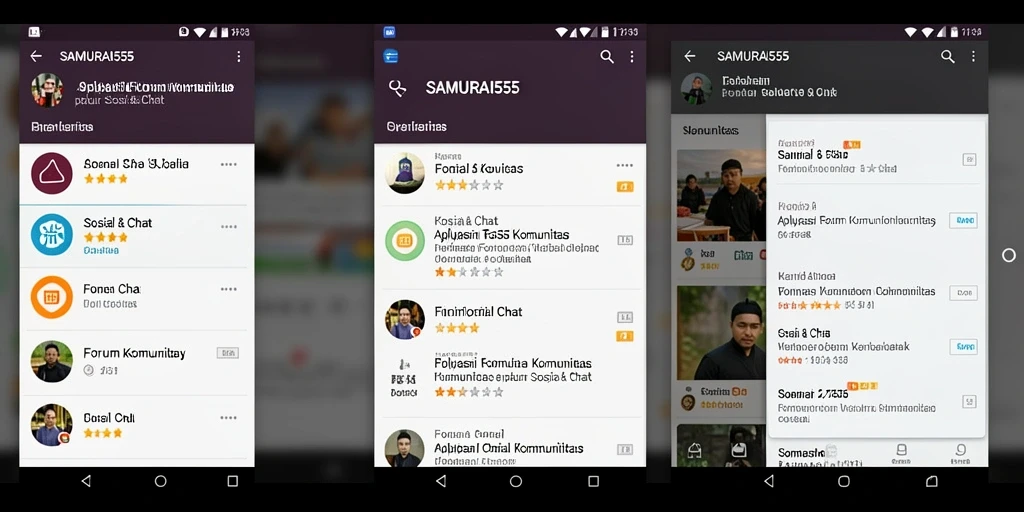 Tampilan antarmuka aplikasi SAMURAI555 untuk diskusi dan forum.