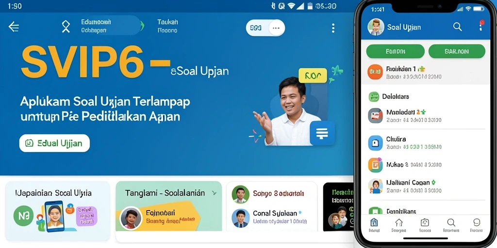 Tampilan antarmuka aplikasi Soal Ujian SVIP6 yang modern dan user-friendly.