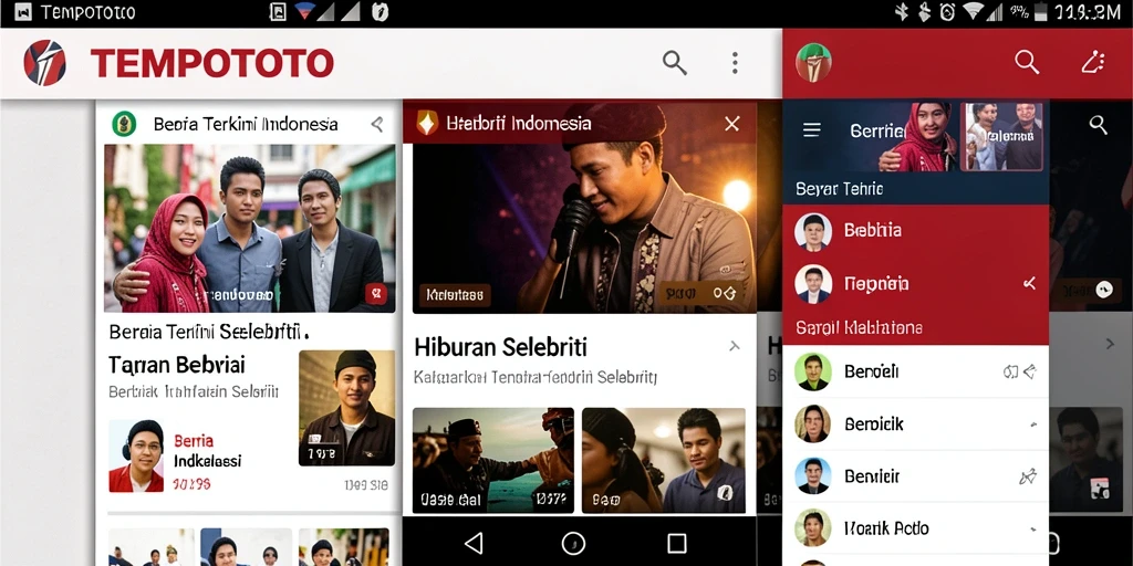 Tampilan menarik aplikasi TEMPOTOTO yang memudahkan akses berita selebriti.